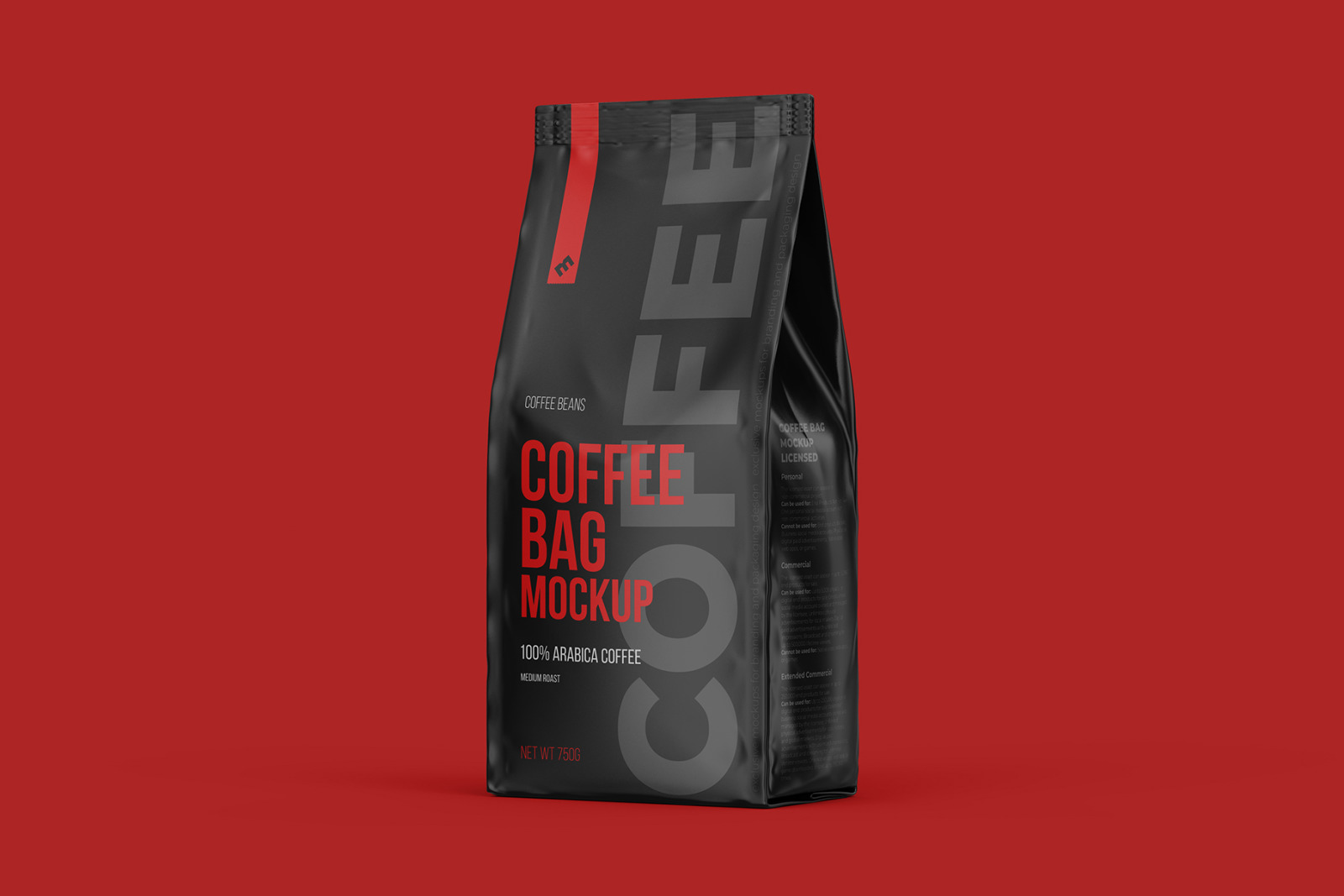 Coffee Bag, Pouch Half Side (3/4) view mockup