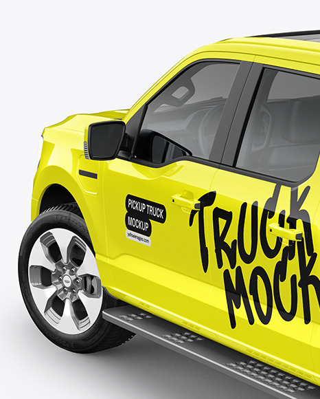 Pickup Truck Mockup - Back Half Side View