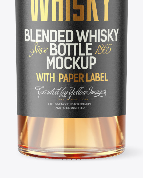 700ml Clear Glass w/ Whiskey Bottle Mockup