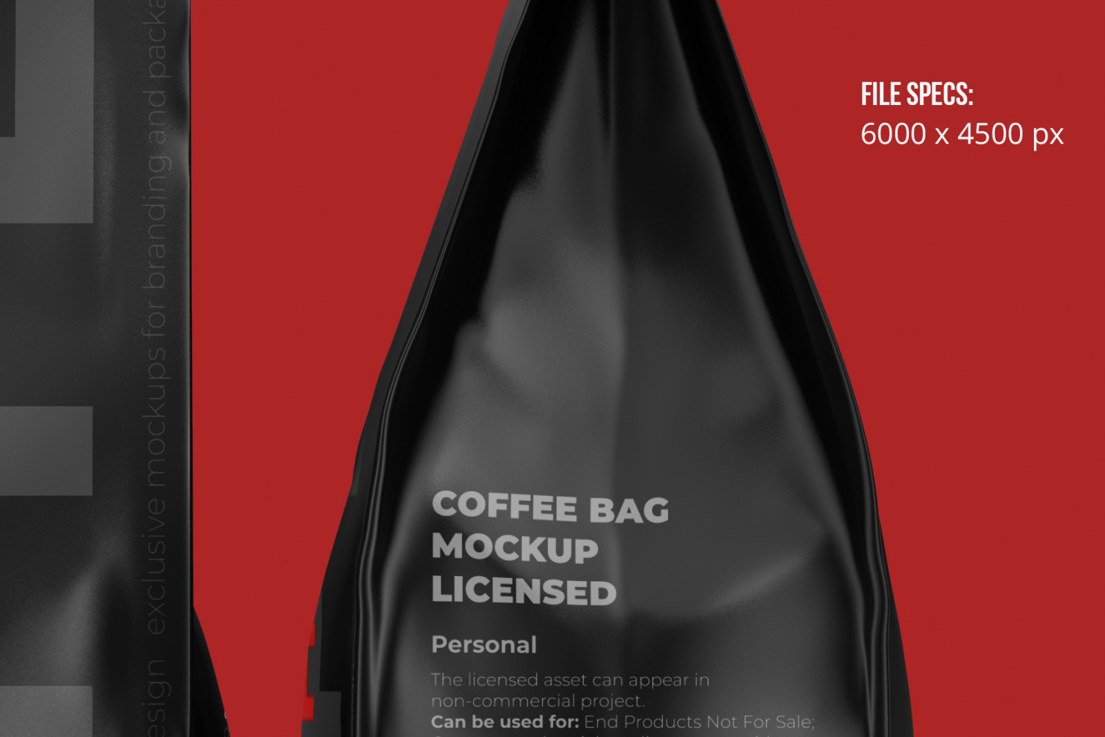 Coffee Bag, Pouch Mockup. Front and side view