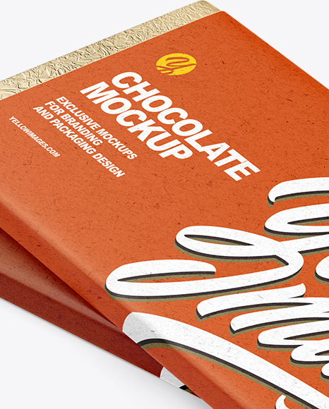 Two Chocolate Bars in Kraft Packaging Mockup