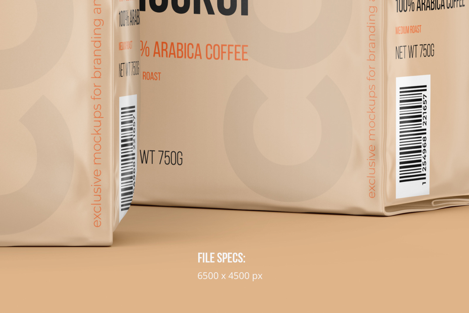 Coffee Bag, two Pouches in one scene, Front and Half Side Coffee Bag, two Pouches in one scene, Front and Half Side