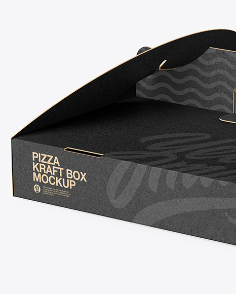 Kraft Pizza Box w/ Handle Mockup