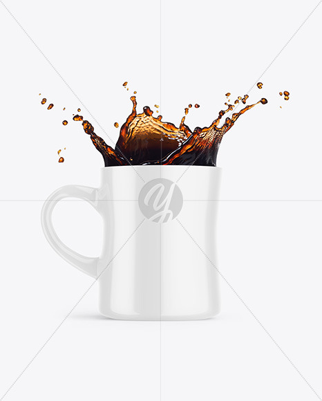 Glossy Mug w/ Coffee Splash Mockup