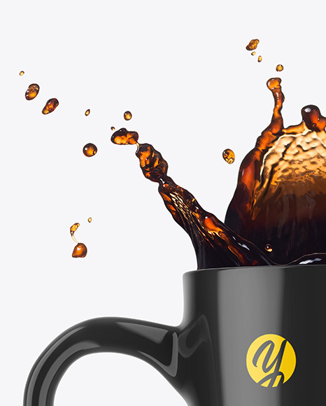 Glossy Mug w/ Coffee Splash Mockup