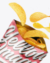 Opened Matte Metallic Bag w/ Salted Potato Chips Mockup