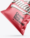 Opened Matte Metallic Bag w/ Salted Potato Chips Mockup