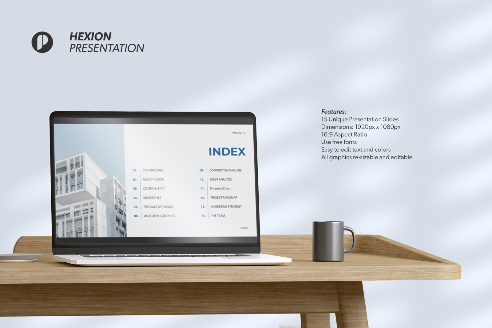 Hexion – Blue Minimal Chart Business Presentation Hexion – Blue Minimal Chart Business Presentation