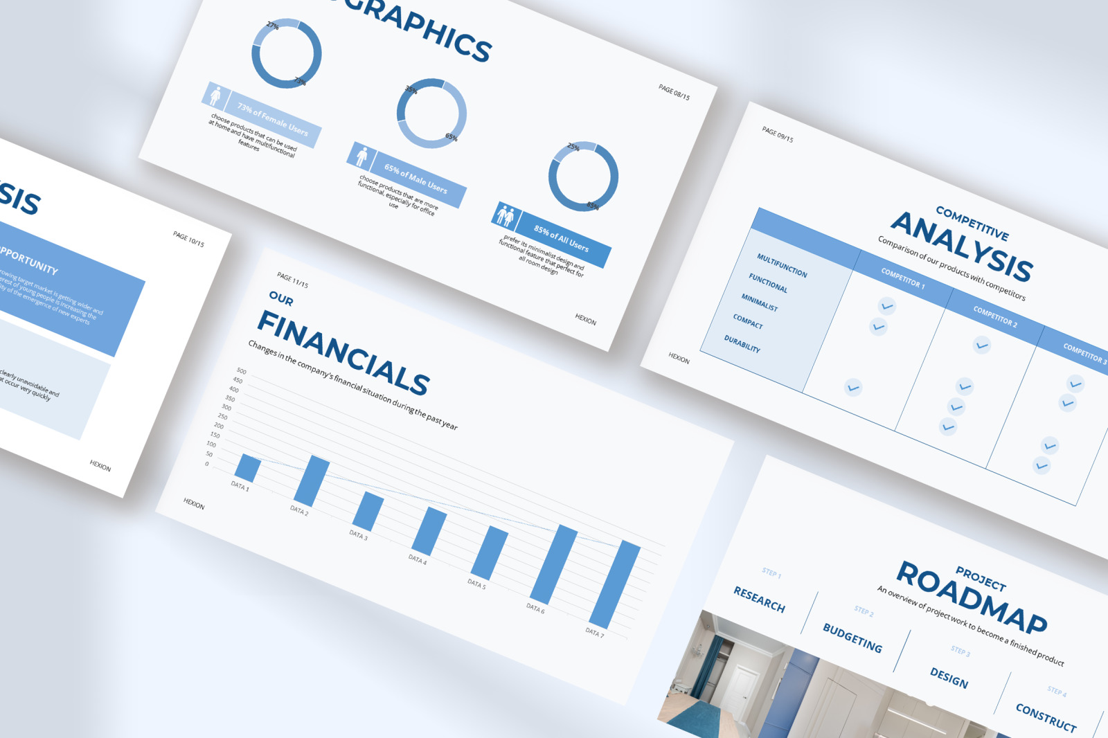 Hexion – Blue Minimal Chart Business Presentation