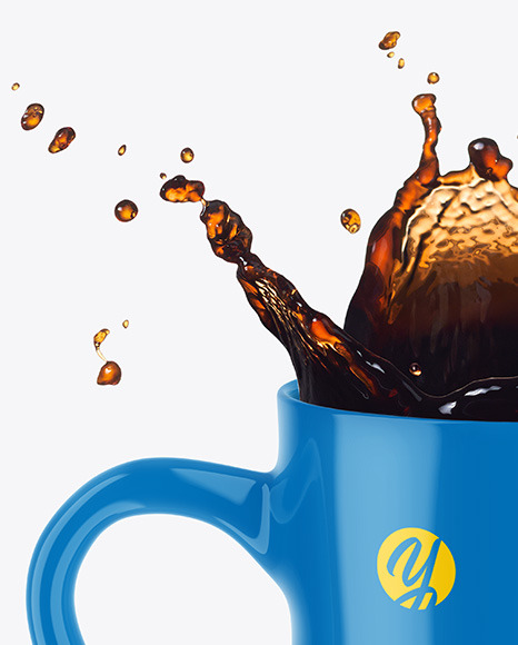 Glossy Mug w/ Coffee Splash Mockup