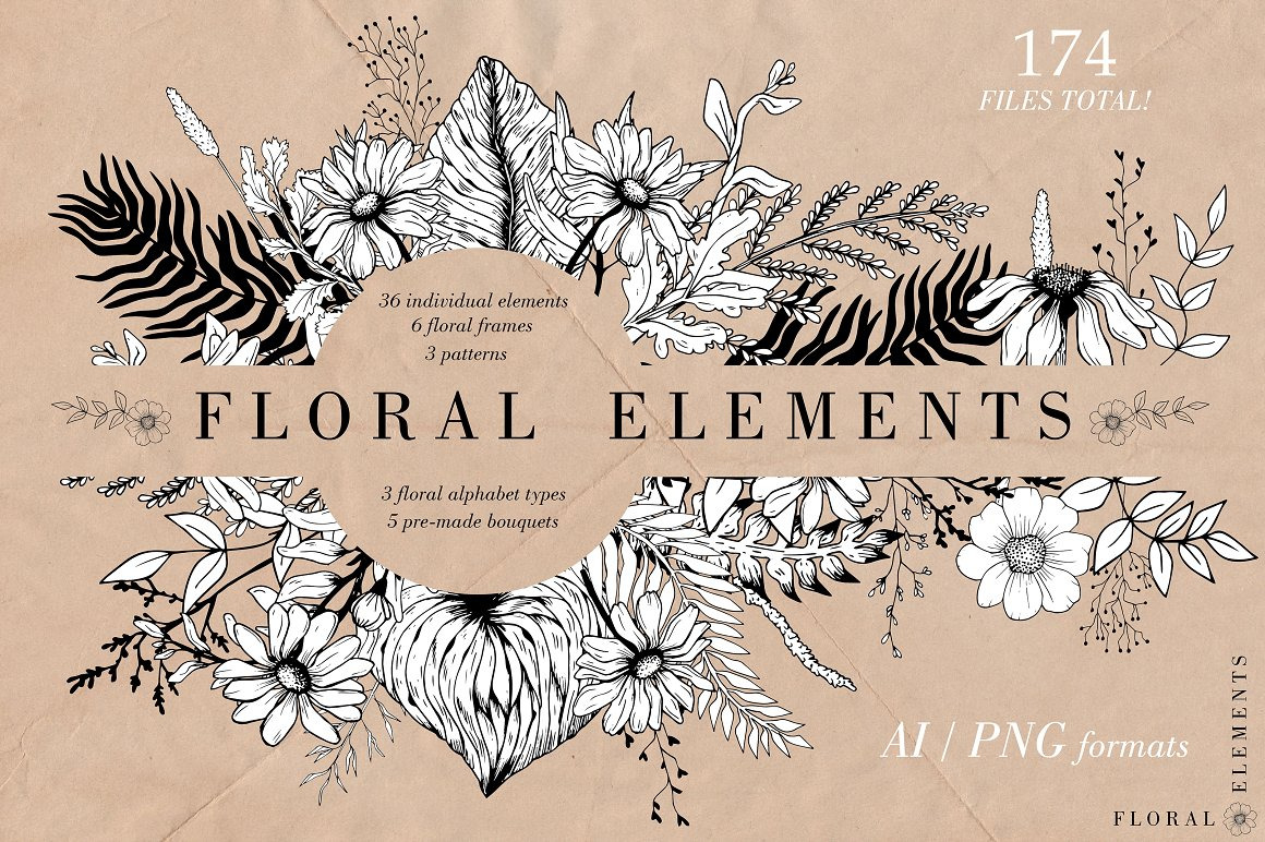 Hand-drawn Floral Collection Hand-drawn Floral Collection