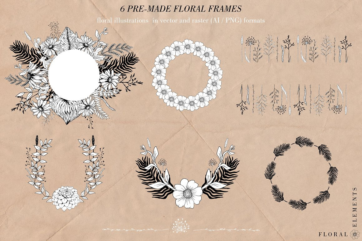 Hand-drawn Floral Collection Hand-drawn Floral Collection