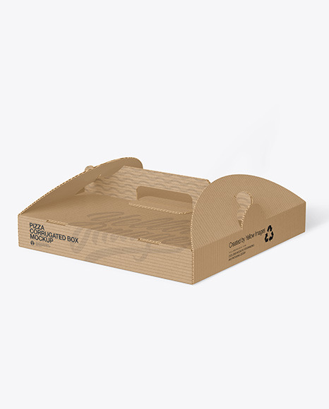 Corrugated Pizza Box w/ Handle Mockup