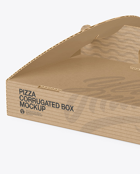 Corrugated Pizza Box w/ Handle Mockup