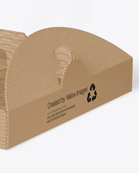 Corrugated Pizza Box w/ Handle Mockup