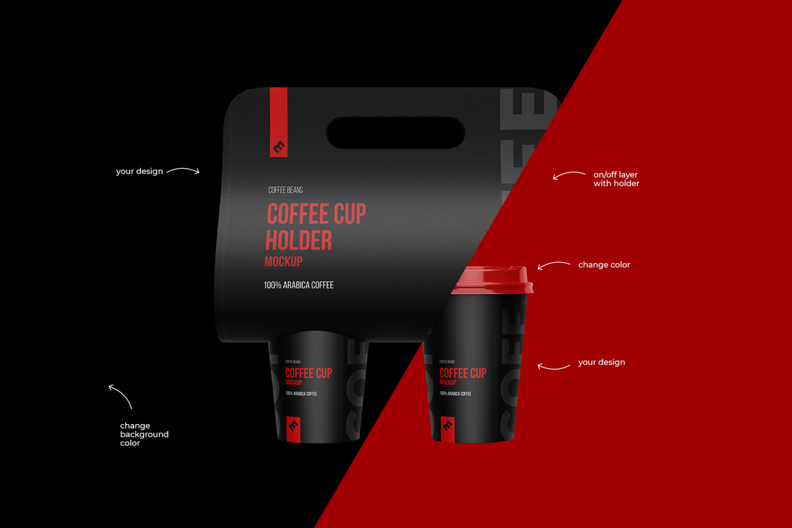 Cups Holder, Carrier Mockup front view