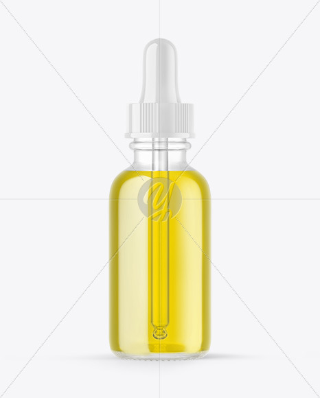 Clear Glass Dropper Bottle with Oil Mockup