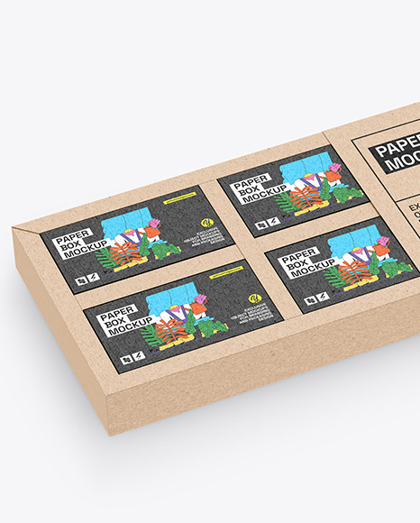 Kraft Box With Four Boxes Mockup