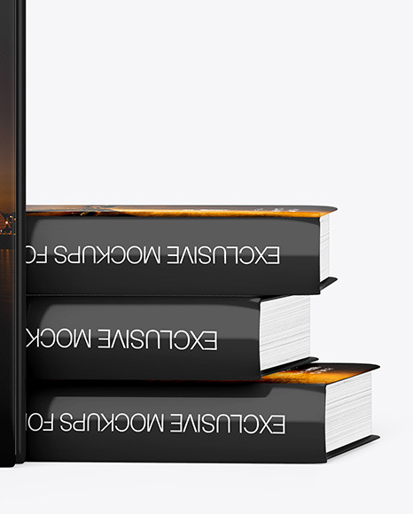 Hardcover Books w/ Glossy Cover Mockup