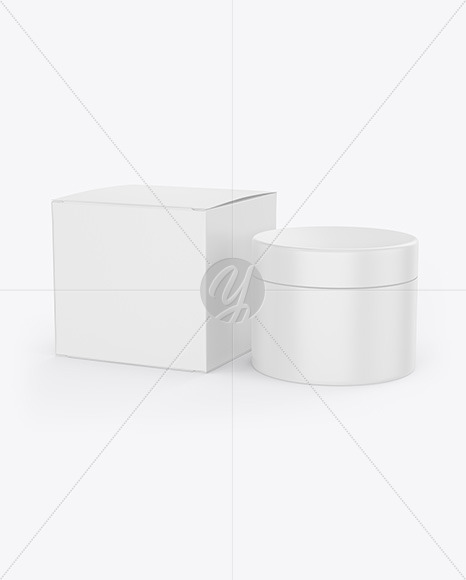 Box with Cosmetic Jar Mockup