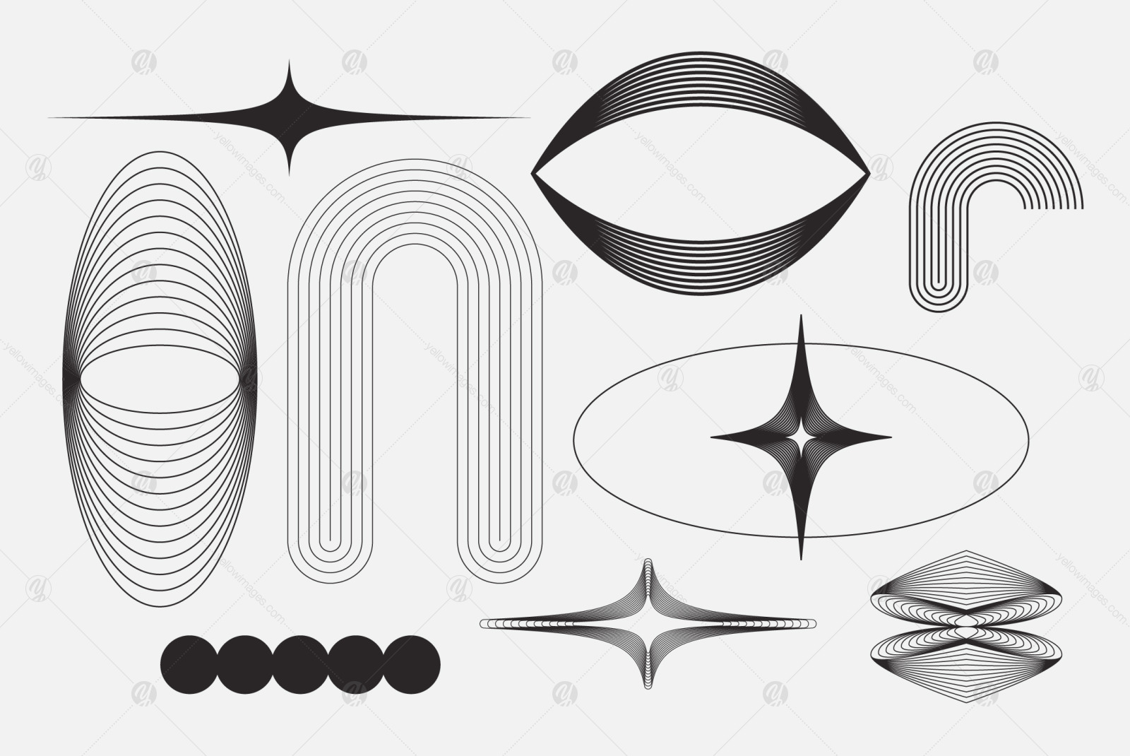 Abstract Boho Linear Vector Shapes Abstract Boho Linear Vector Shapes