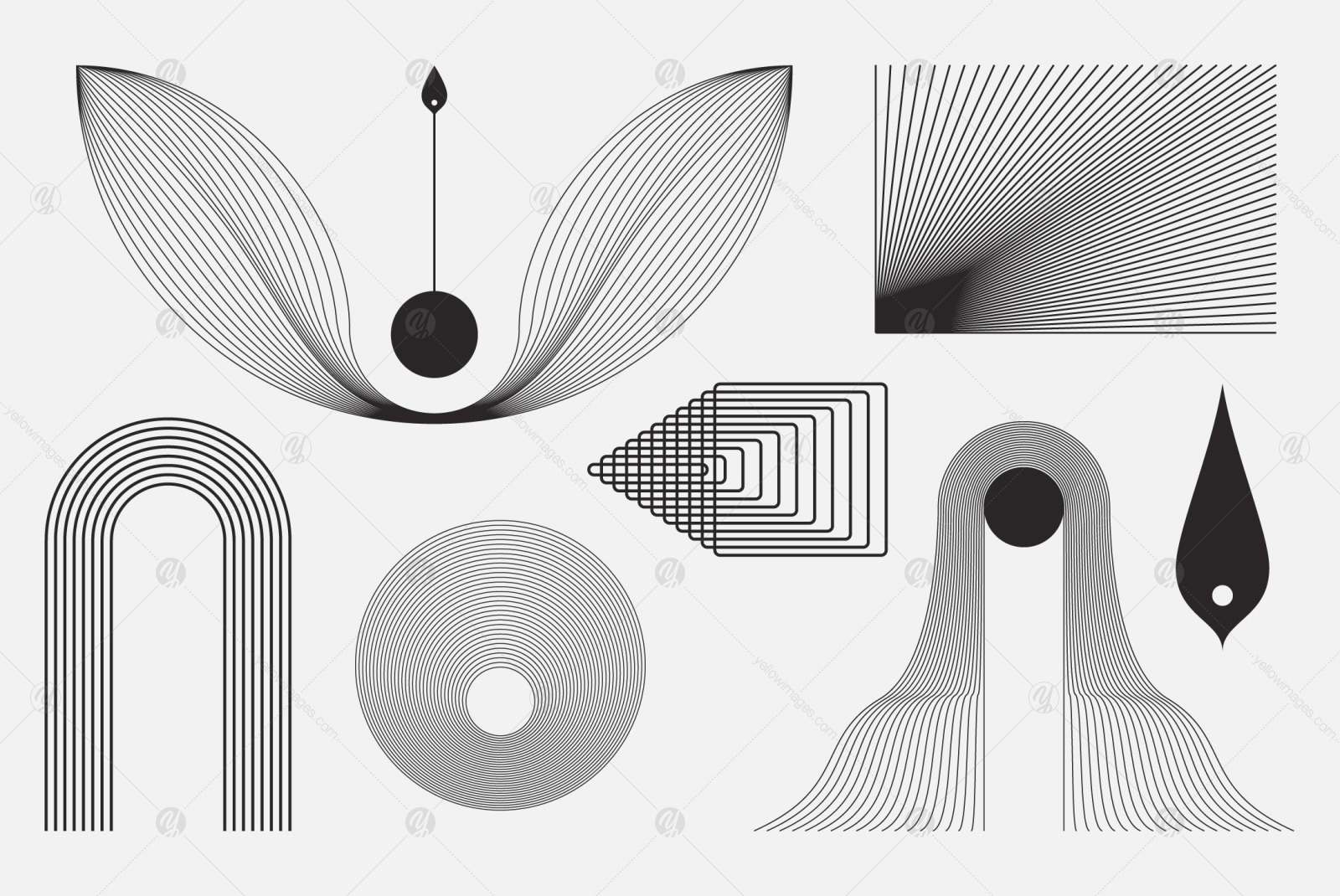 Abstract Boho Linear Vector Shapes Abstract Boho Linear Vector Shapes