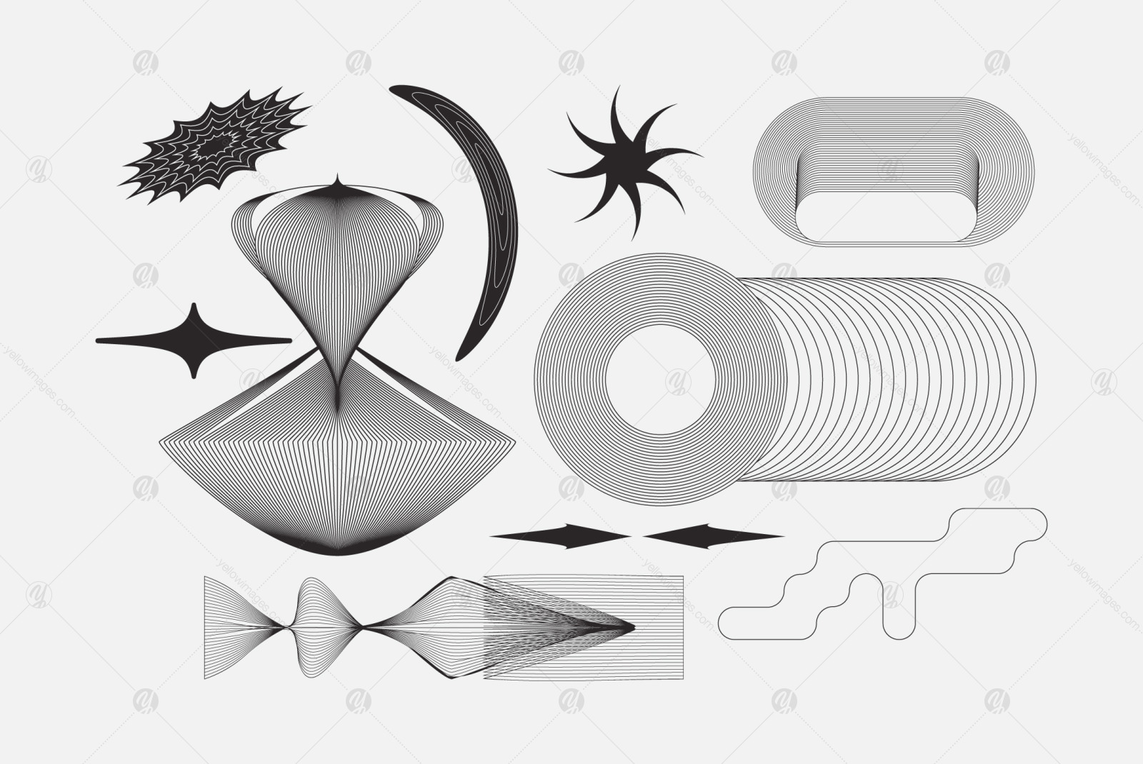 Abstract Boho Linear Vector Shapes Abstract Boho Linear Vector Shapes