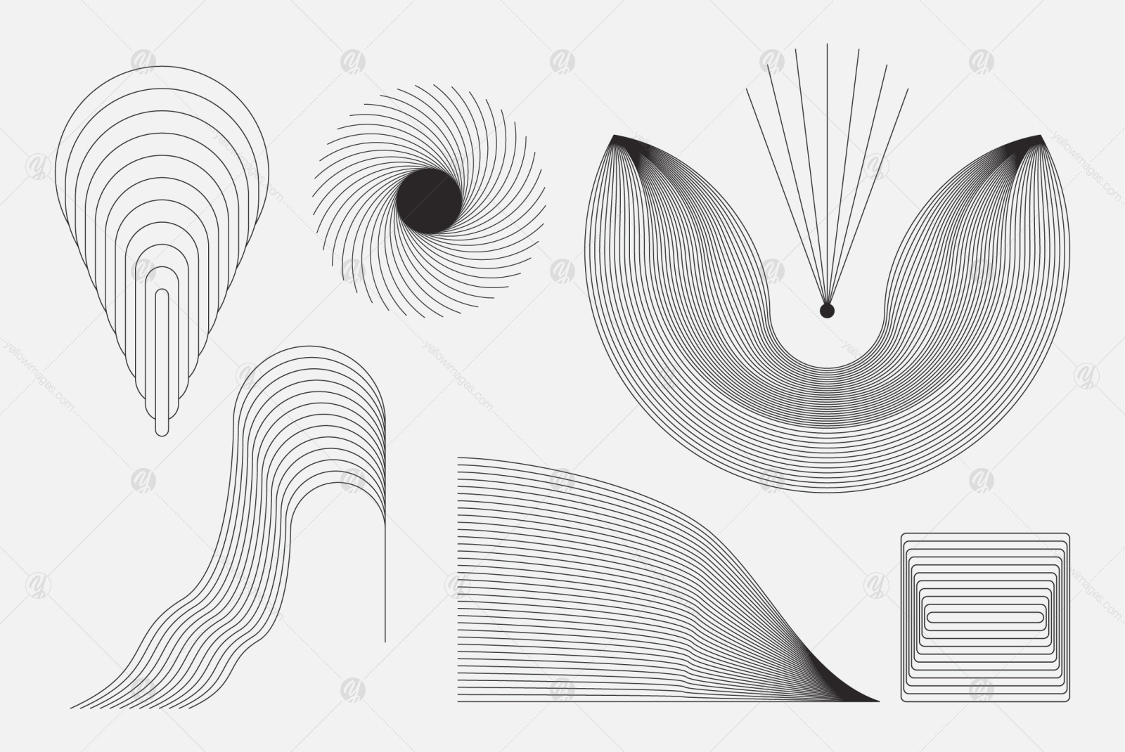 Abstract Boho Linear Vector Shapes Abstract Boho Linear Vector Shapes