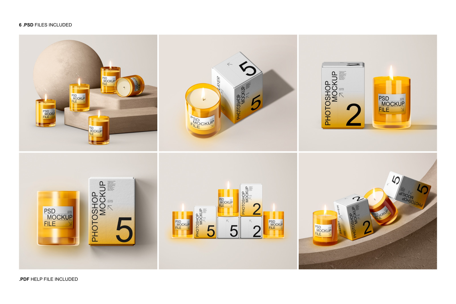 Candle and Paper Box Mockup Set Candle and Paper Box Mockup Set