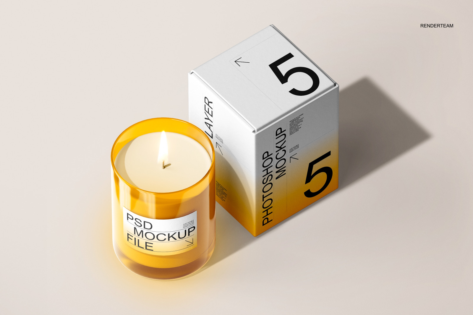 Candle and Paper Box Mockup Set Candle and Paper Box Mockup Set
