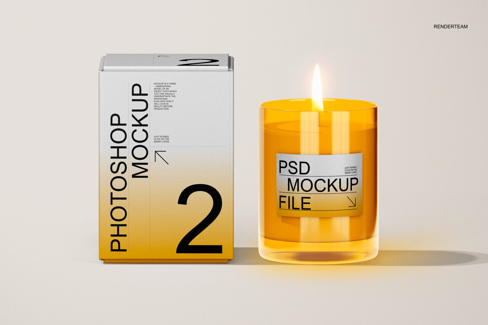 Candle and Paper Box Mockup Set Candle and Paper Box Mockup Set