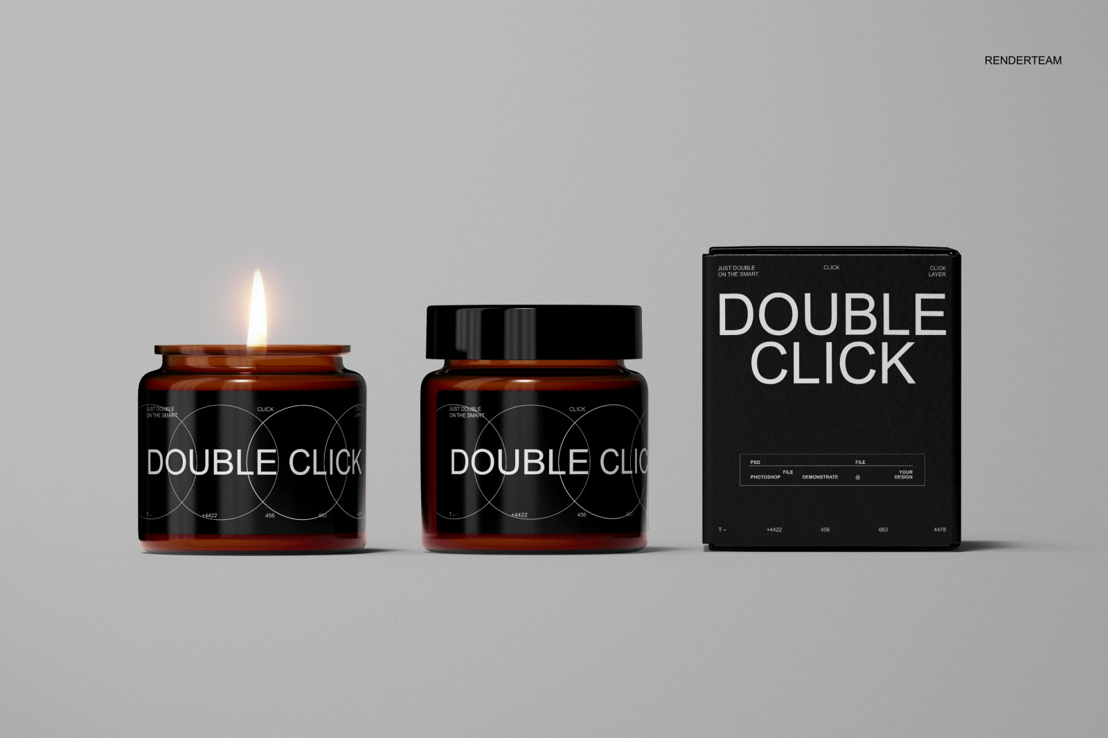 Amber Glass Candle Mockup Set Amber Glass Candle Mockup Set