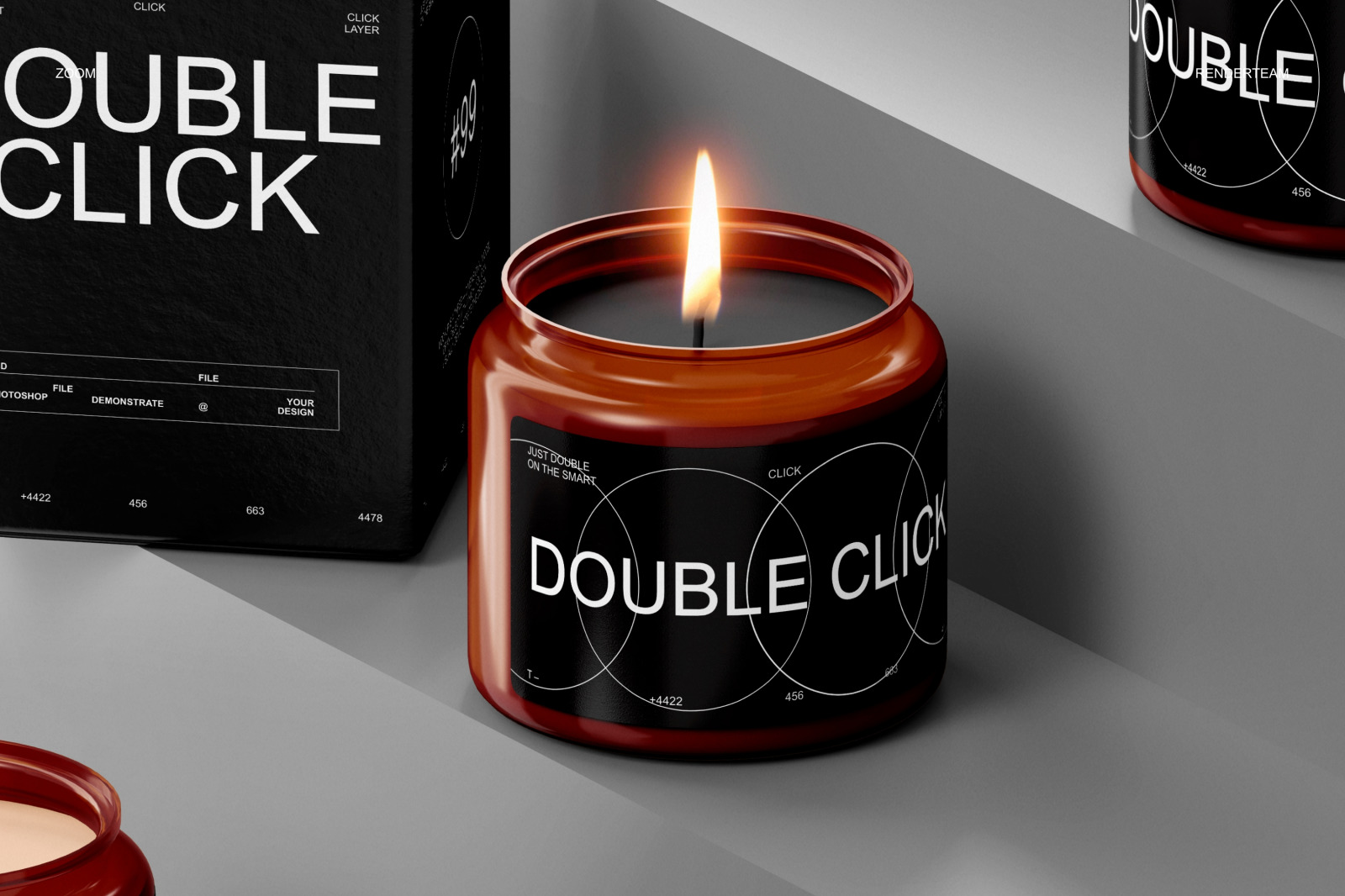 Amber Glass Candle Mockup Set Amber Glass Candle Mockup Set