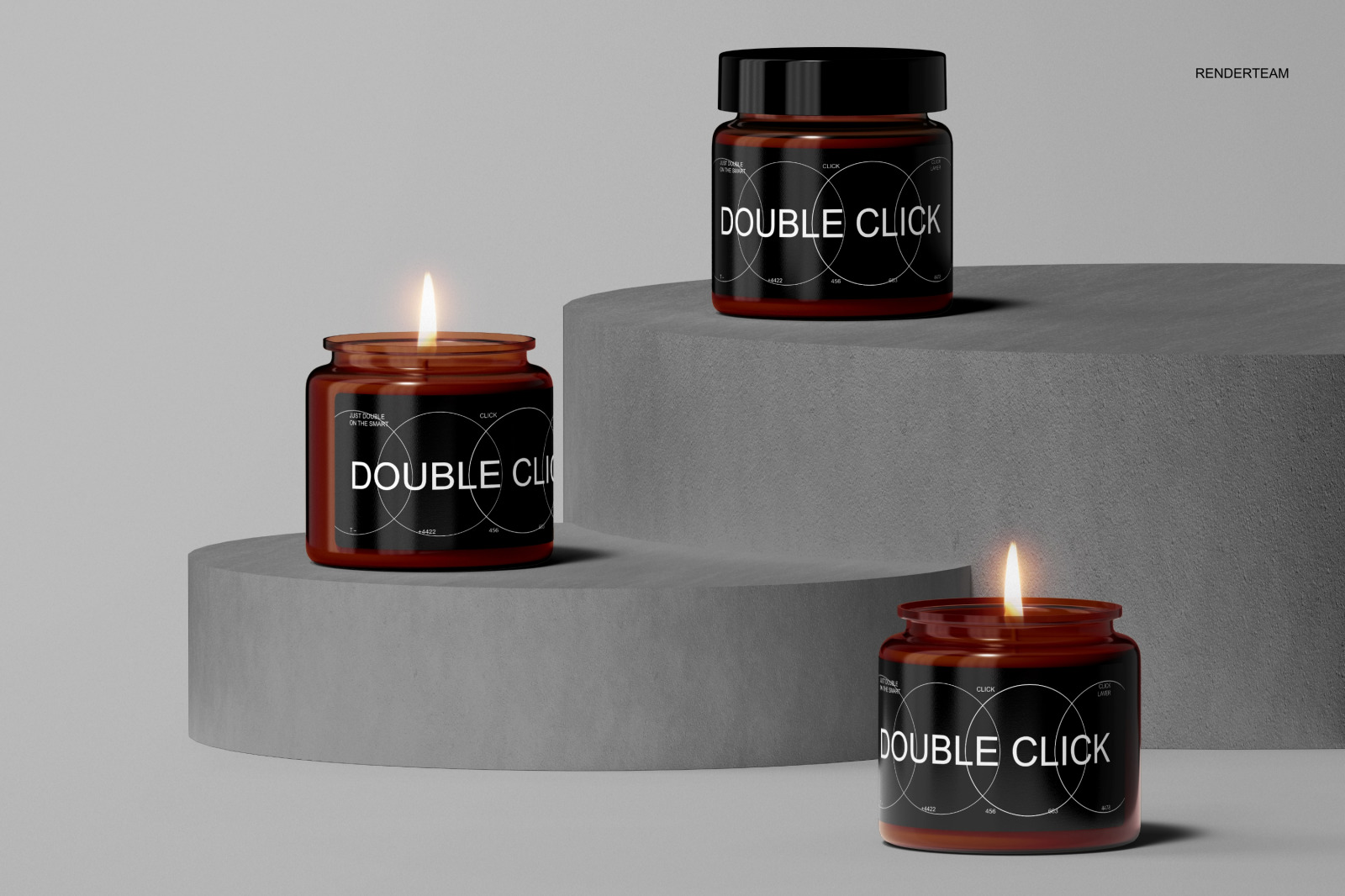 Amber Glass Candle Mockup Set Amber Glass Candle Mockup Set