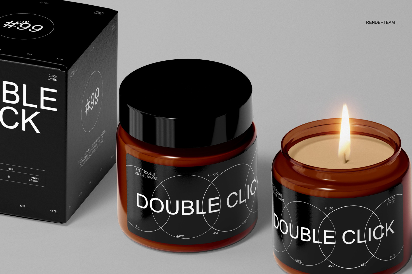 Amber Glass Candle Mockup Set Amber Glass Candle Mockup Set