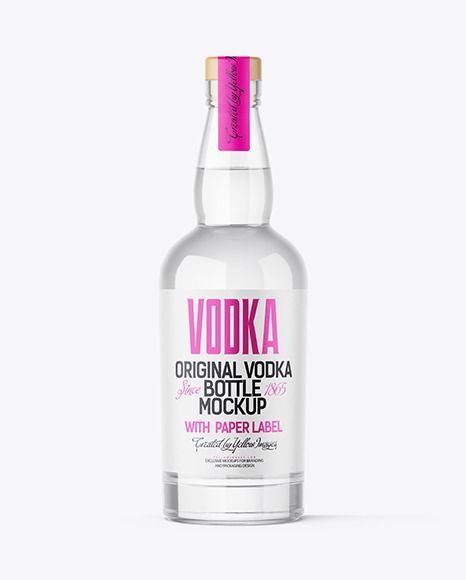 Clear Glass Vodka Bottle Mockup - Cocktail mockup