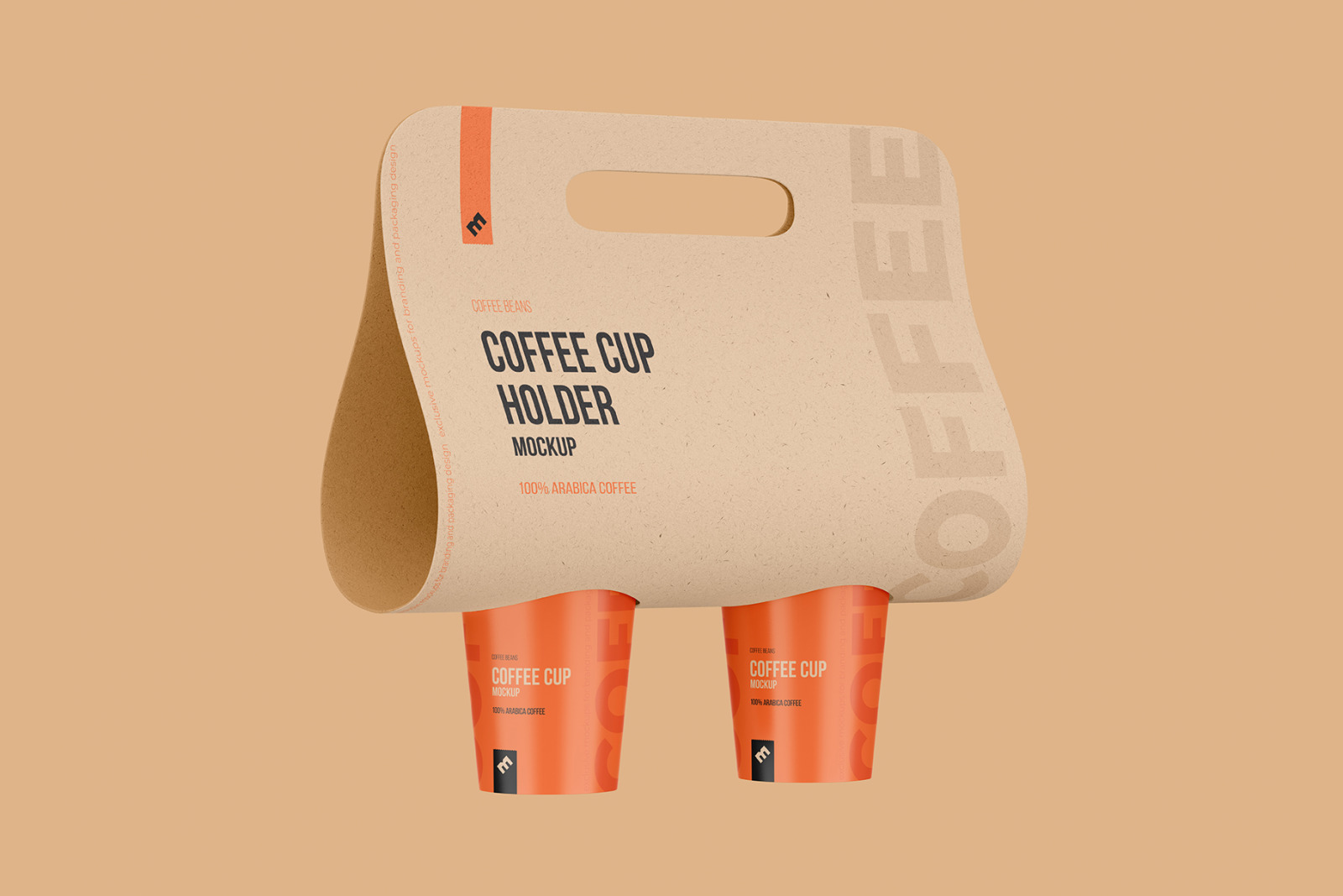 Craft Coffee Cups Holder, Carrier Half Side view mockup