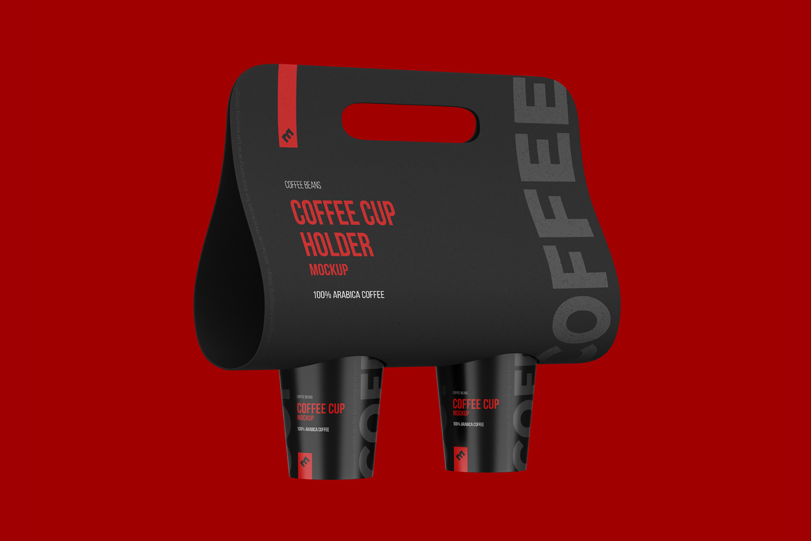 Craft Coffee Cups Holder, Carrier Half Side view mockup