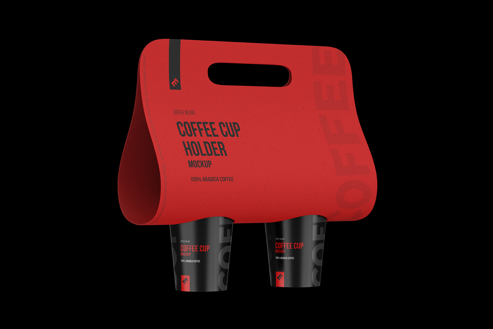 Craft Coffee Cups Holder, Carrier Half Side view mockup