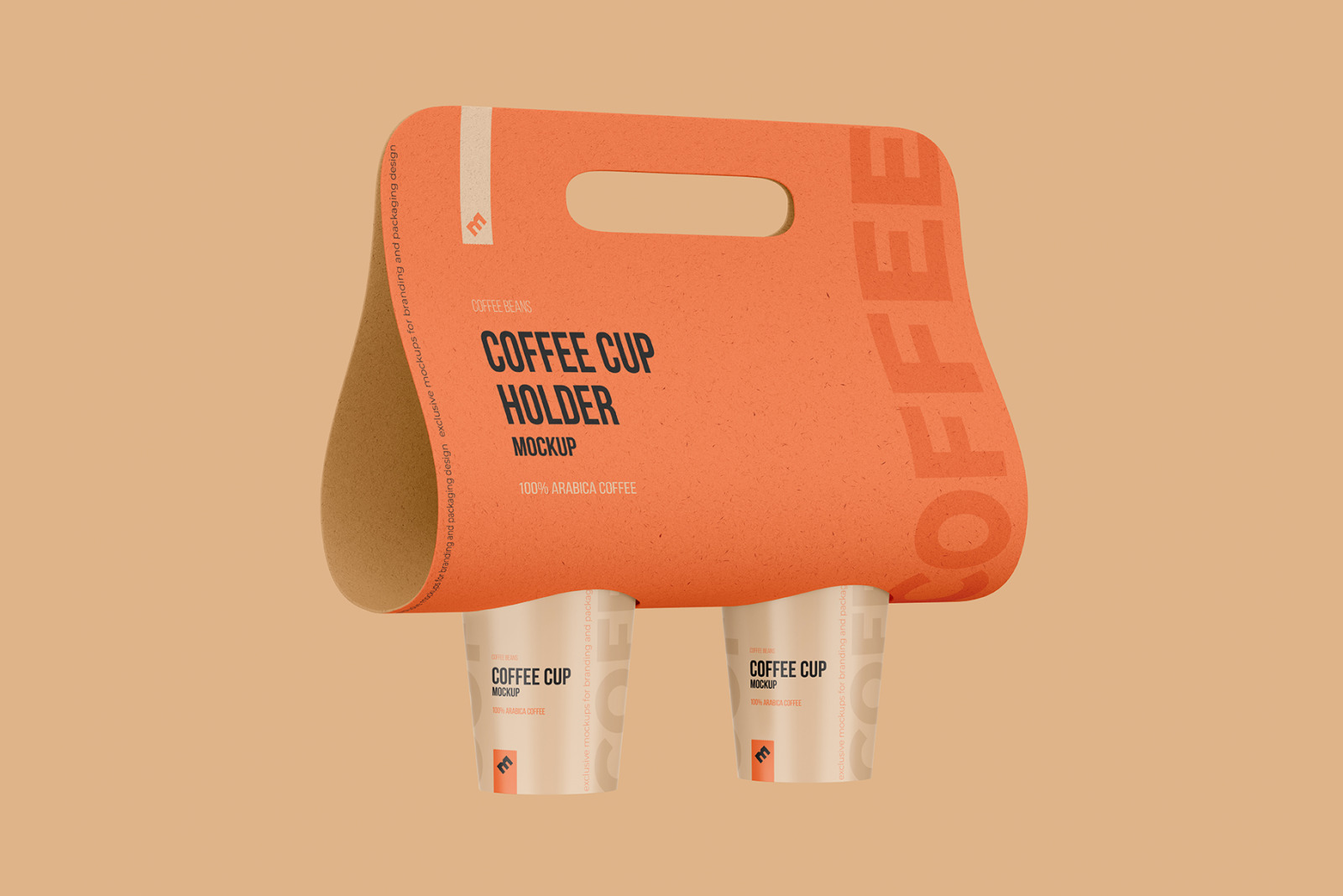 Craft Coffee Cups Holder, Carrier Half Side view mockup Craft Coffee Cups Holder, Carrier Half Side view mockup