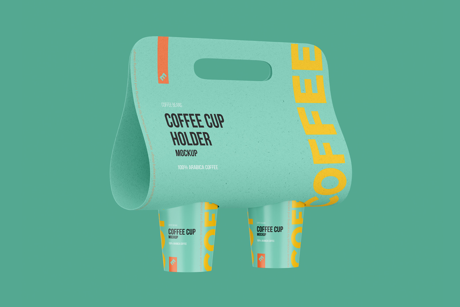 Craft Coffee Cups Holder, Carrier Half Side view mockup