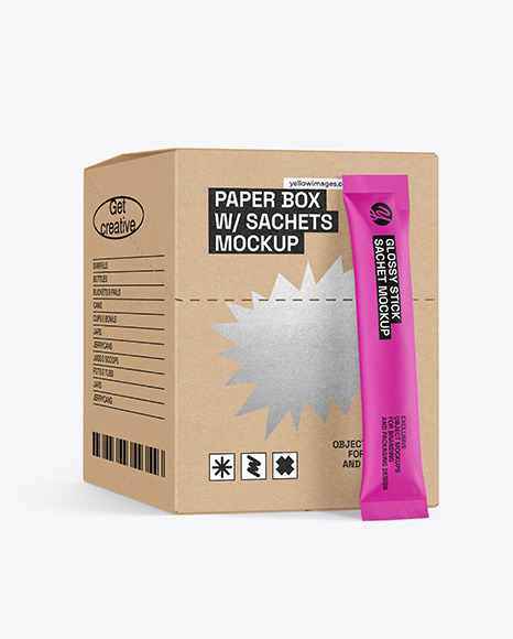 Matte Sachet w\ Box Mockup