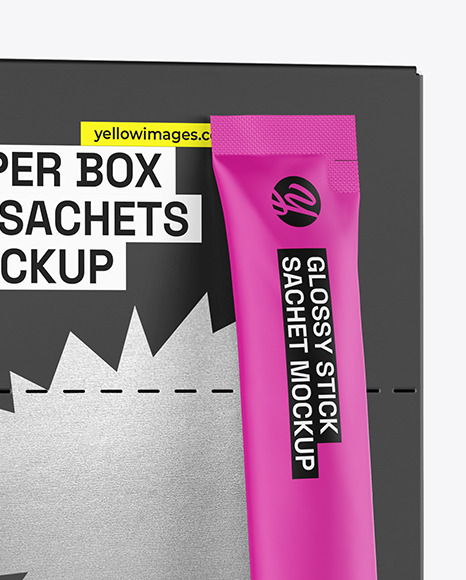 Matte Sachet w\ Box Mockup