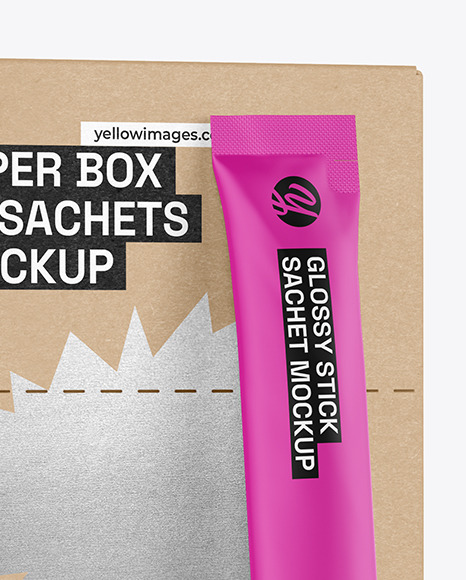 Matte Sachet w\ Box Mockup