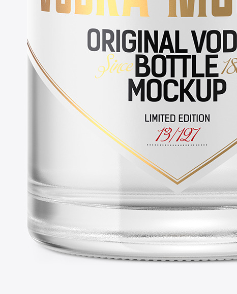 Clear Glass Vodka Bottle Mockup