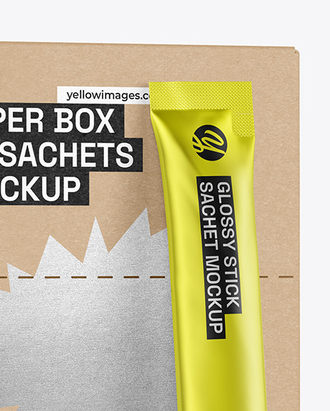 Metallic Sachet w\ Box Mockup