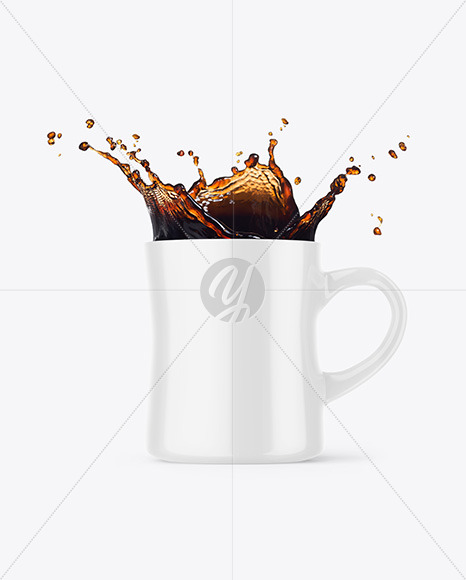 Glossy Mug w/ Coffee Splash Mockup