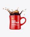 Glossy Mug w/ Coffee Splash Mockup