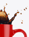 Glossy Mug w/ Coffee Splash Mockup