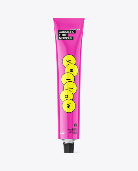 Metallic Tube w Glossy Finish Mockup - Glossy+Lipstick+With+Metallic+Ring+Mockup+In+Tube+Mockups+On